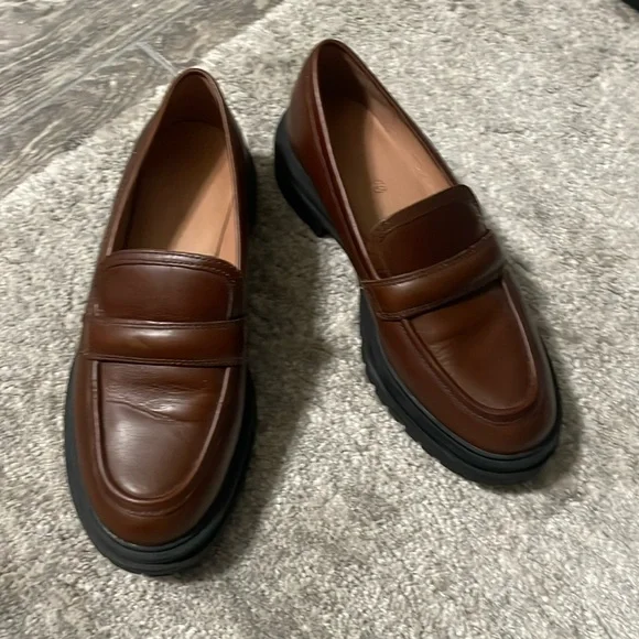 Madewell Brown Leather Penny Loafers - Picture 1 of 3